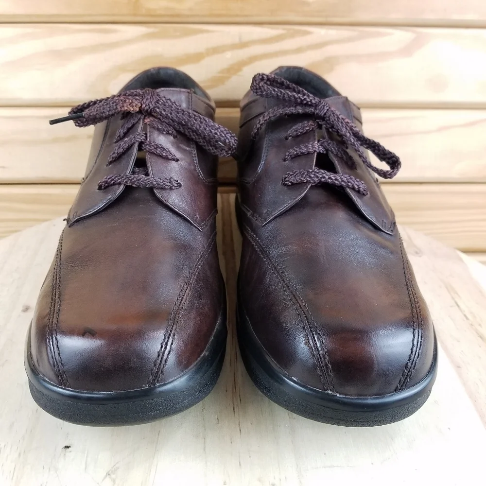 Apex B2060M Brown Leather Comfort Casual Shoes Lace-up Oxfords Men's 10 US